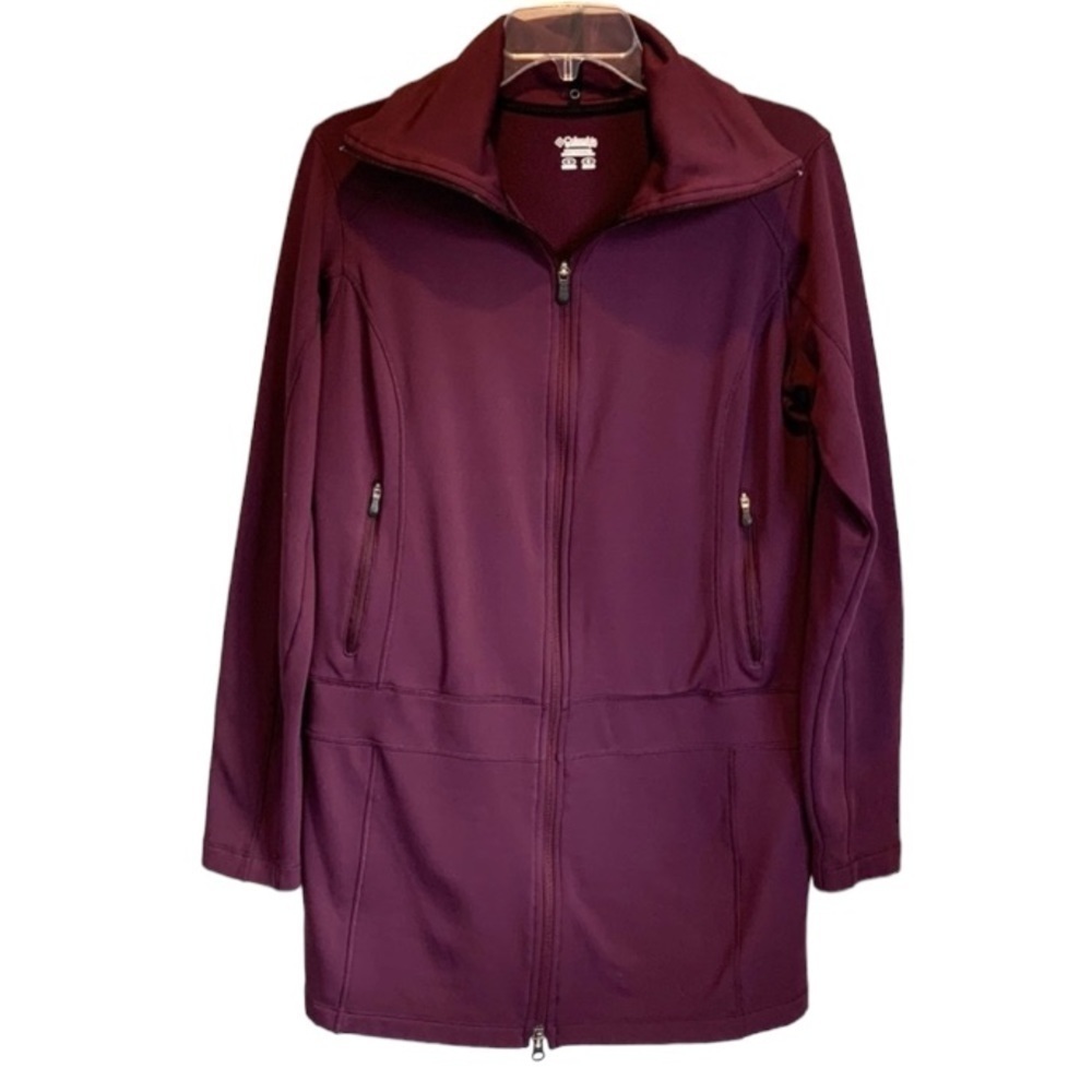 Columbia Fleece Lined Full Zip Long Jacket Purple Size Large